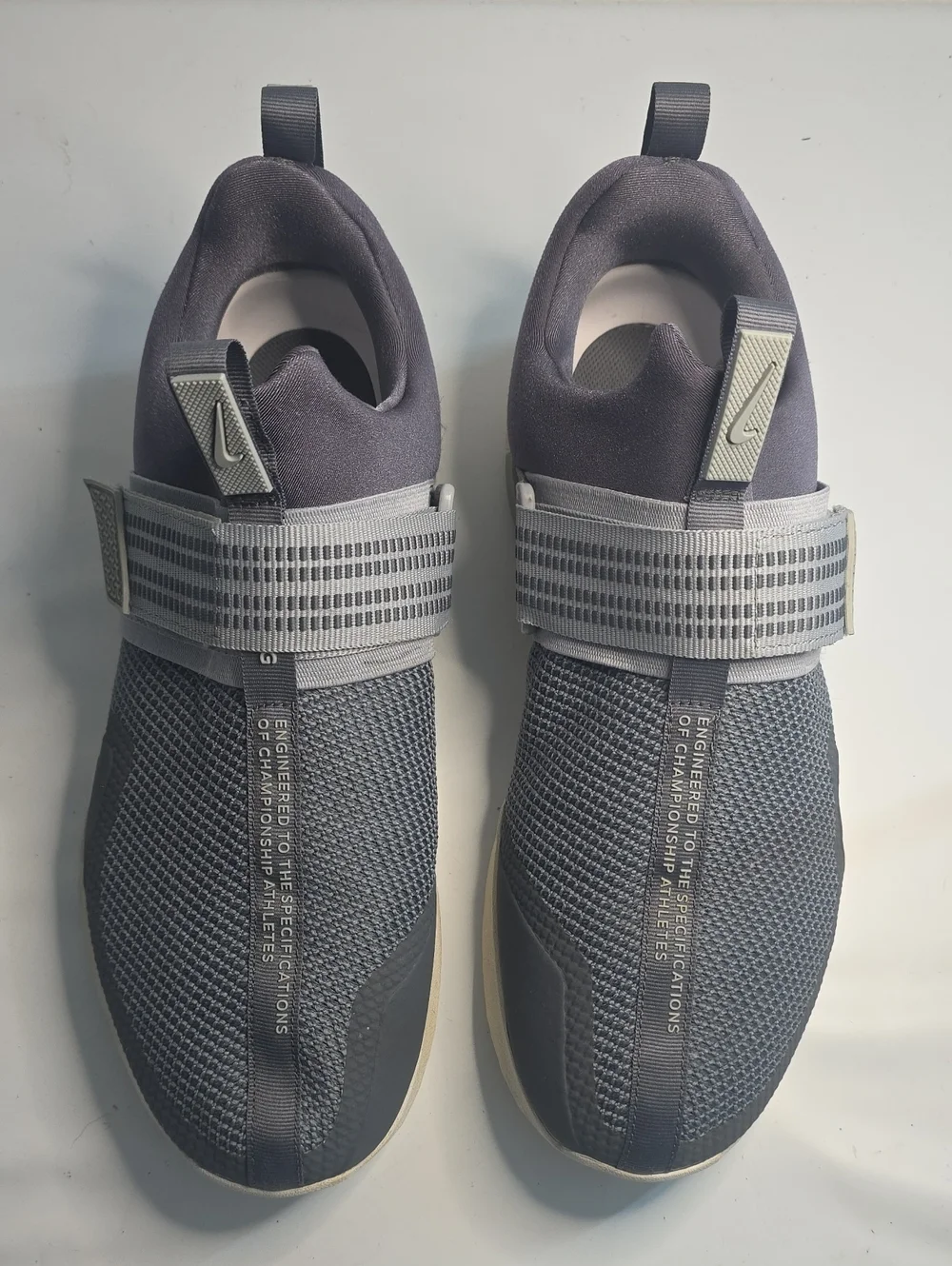 NIKE METCON SPORTS TRAINING SNEAKERS WOLF GRAY HOOK/LOOP MENS 12 VGUC